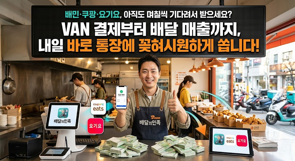음식점의 배달 및 카드 결제 홍보 시안